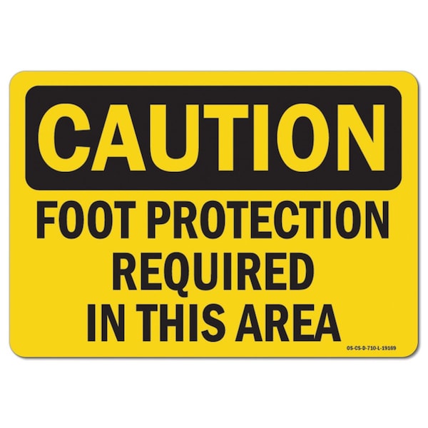 OSHA, Foot Protection Required In This Area, 5in X 3.5in, 10PK, 3.5" H, 5" W, Landscape, PK10